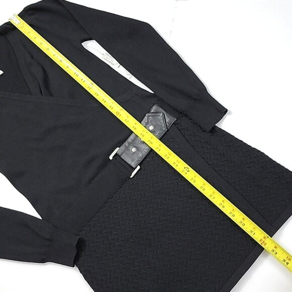 Laundry by Design Women's Black Knit Wrap V-Neck Hip Belt Dress Size Small - Picture 14 of 16